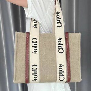 Chloè Beige Canvas Tote with Brown Accents